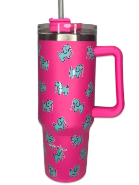 40oz STAINLESS STEEL LOGO TUMBLER, HOT PINK