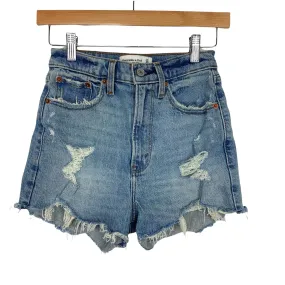 Abercrombie & Fitch Curve Love High Rise Mom Light Wash Denim Shorts- Size 24/00