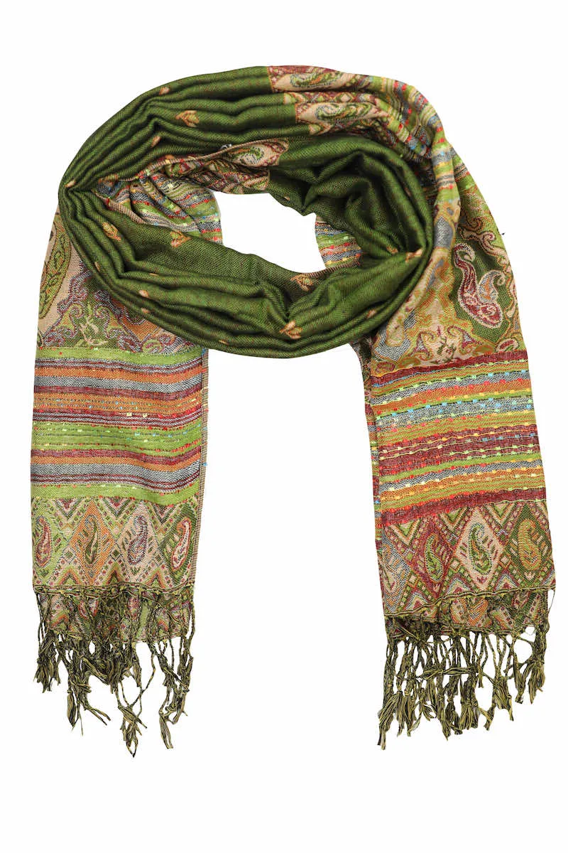 Achillea Green Bohemian Pashmina Shawl