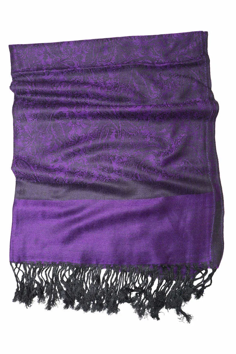 Achillea Indigo Purple Jacquard Pashmina Scarf