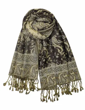 Achillea Mocha Reversible Paisley Pashmina