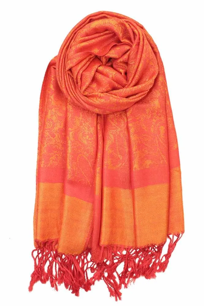 Achillea Orange Jacquard Pashmina Scarf