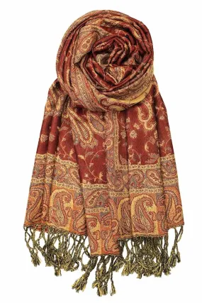 Achillea Rust Reversible Paisley Pashmina