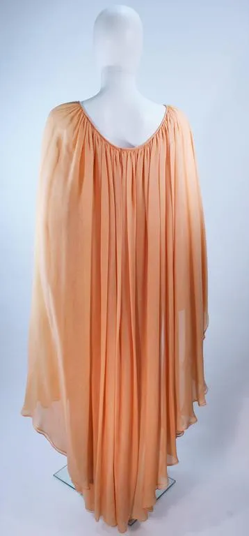 BONWIT TELLER Peach & Apricot Hue Cape Gown Size 4