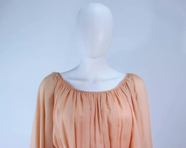 BONWIT TELLER Peach & Apricot Hue Cape Gown Size 4