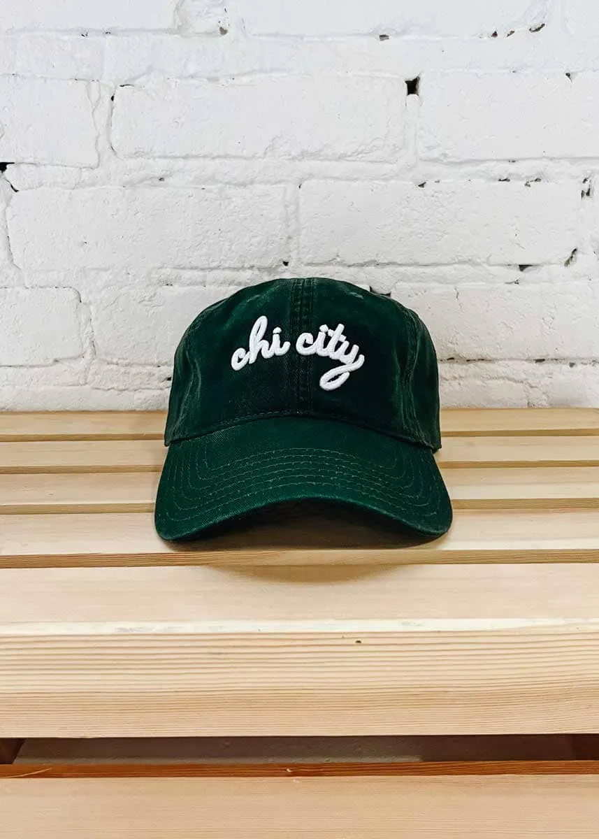 Chi City Cursive Dad Hat - Green