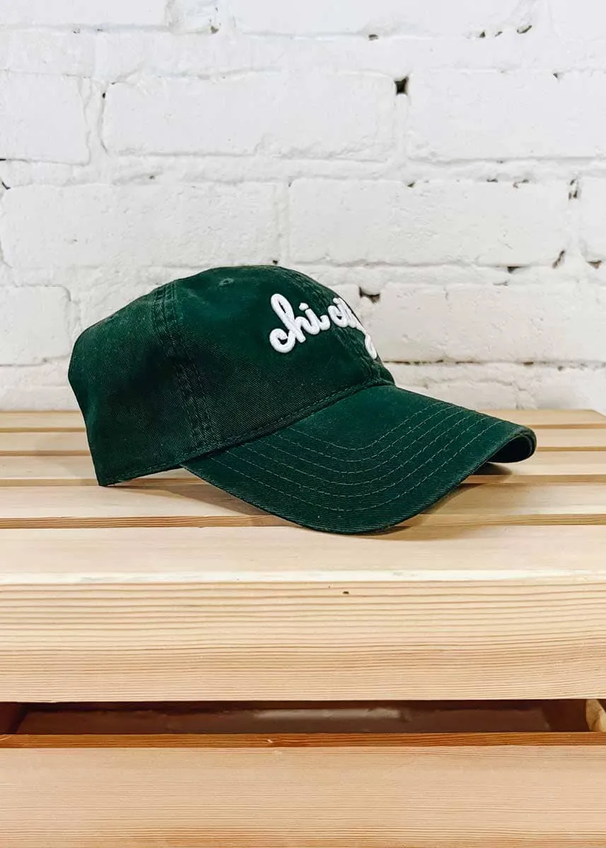 Chi City Cursive Dad Hat - Green