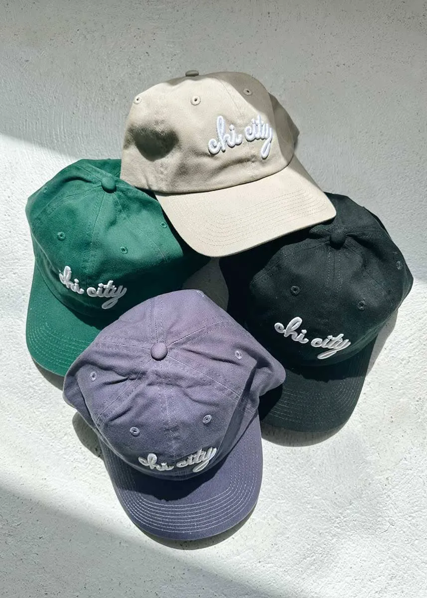 Chi City Cursive Dad Hat - Green