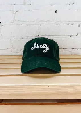 Chi City Cursive Dad Hat - Green