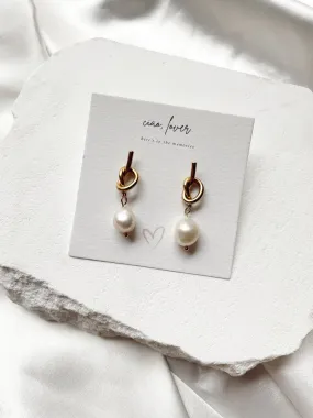 Connected - Knot Pearl Drop Earrings