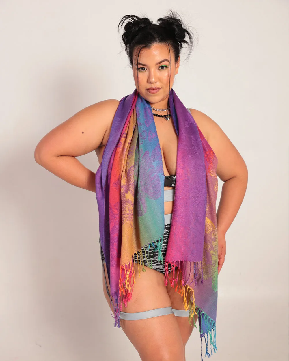 Cosmic Butterflies Rainbow Ombre Pashmina