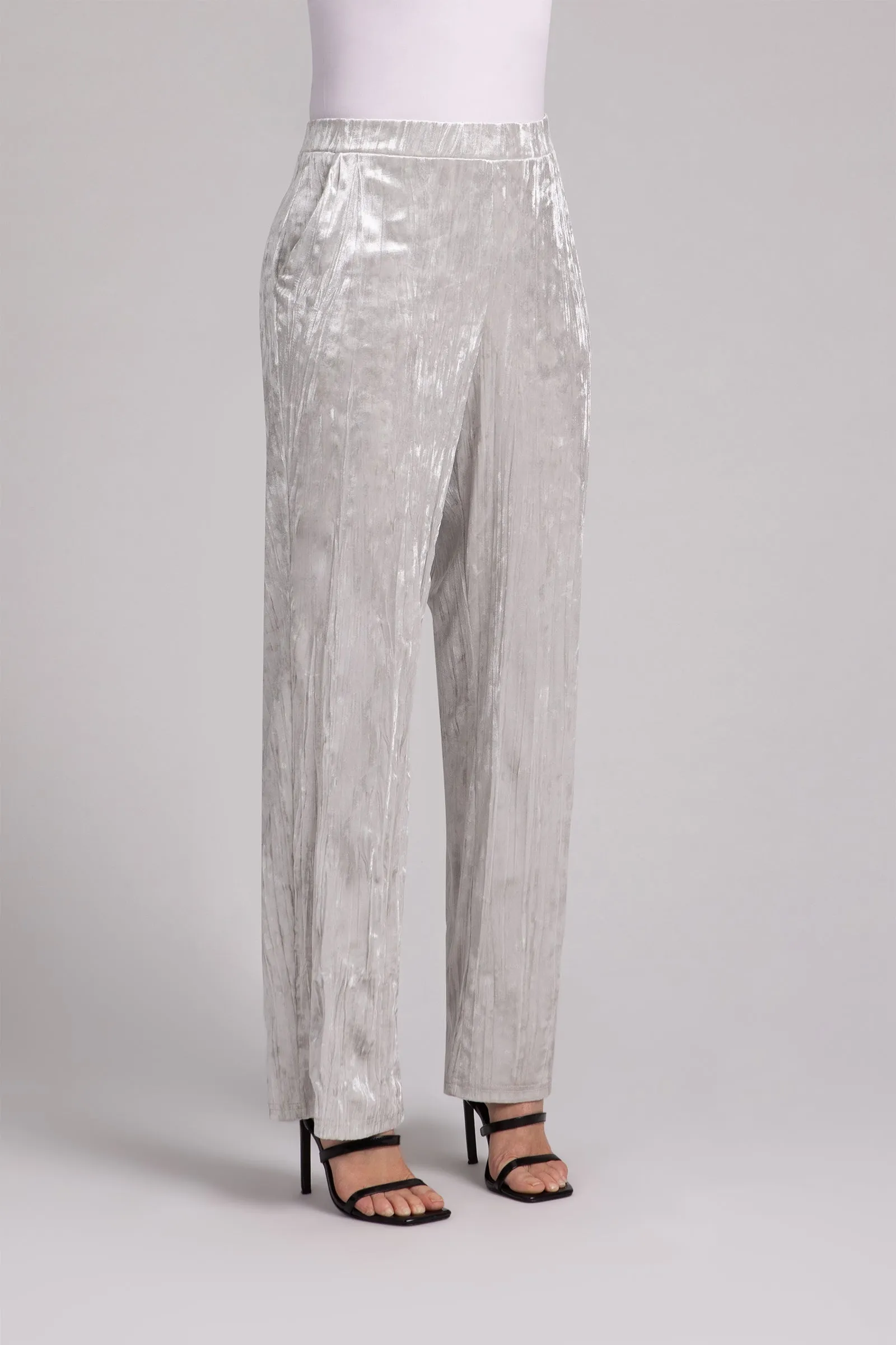 Crinkle Velvet Straight Leg Pant | Cashew