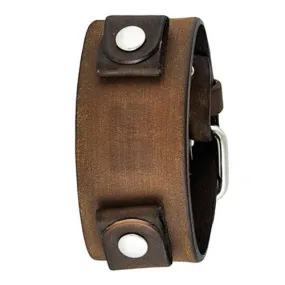 Distressed Brown Leather Cuff