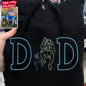 Personalized Embroidered DAD Outline Hoodie for Fathers Day - Soulmate Customs©