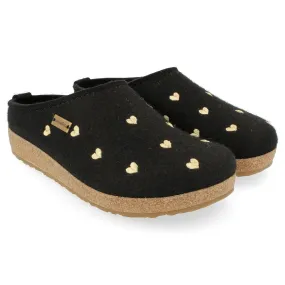 Haflinger Cuoricini Wool Clog - Black