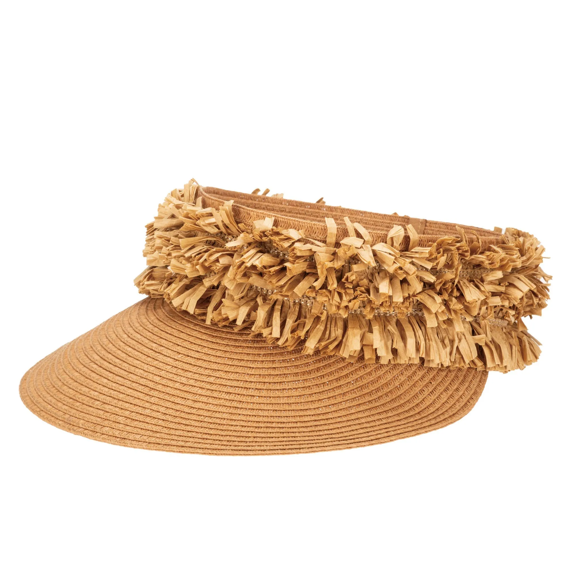 Happy Day - Ultrabraid Visor with Straw Fringe Band