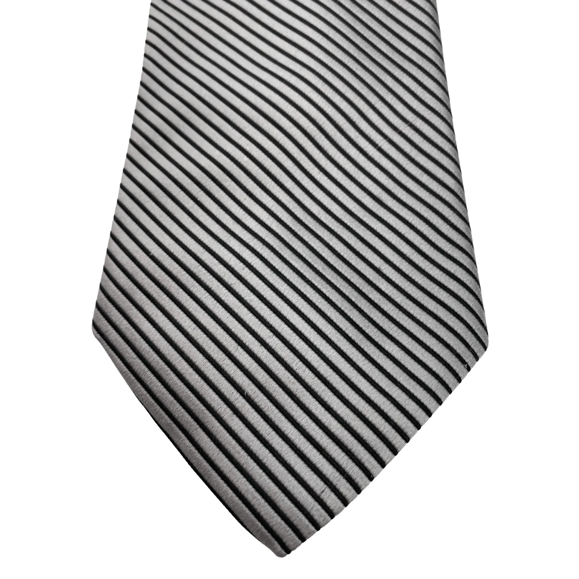 LOMBARDO Diagonal Embossed Line Tie - Silver & Black