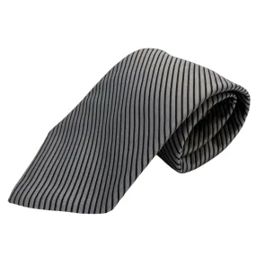 LOMBARDO Diagonal Embossed Line Tie - Silver & Black