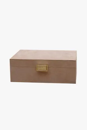 Louise Beige Velvet Jewelry Box