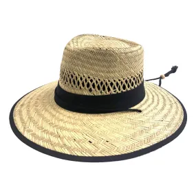 Men Rush Straw Lifeguard Hat with Adjustable Chin Cord