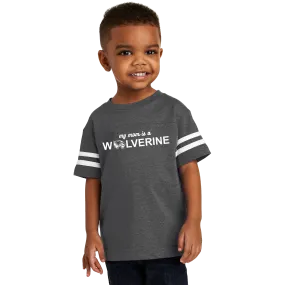 Rabbit Skins Toddler Football Fine Jersey Tee - My Mom is a Wolverine