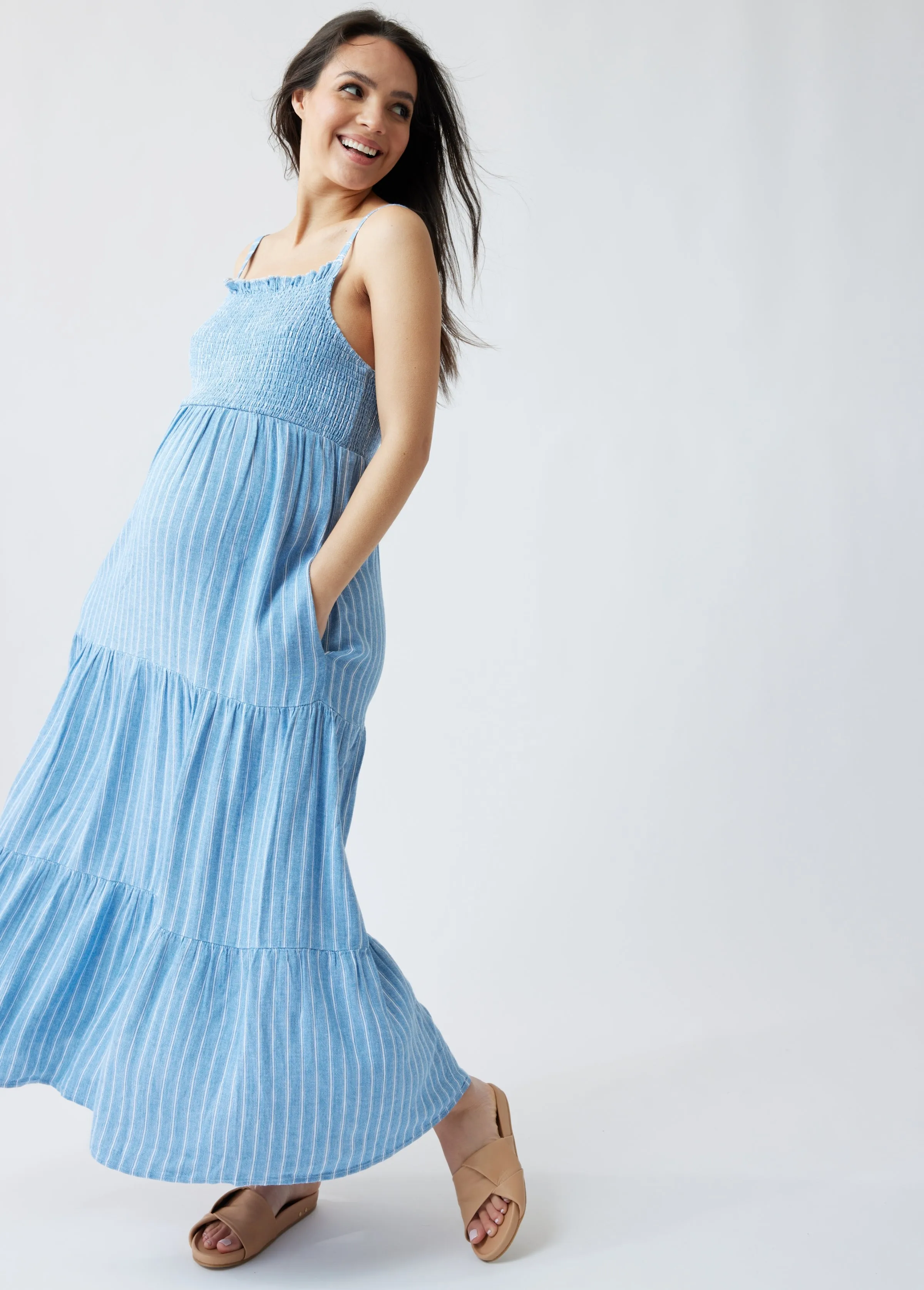 Smocked Maternity Maxi Dress