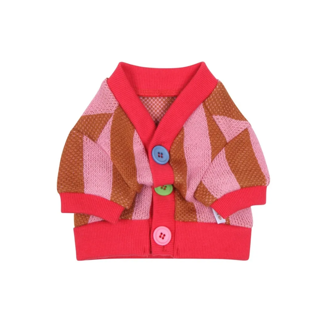 Striped Multi-Color Knit Cardigan -Pink