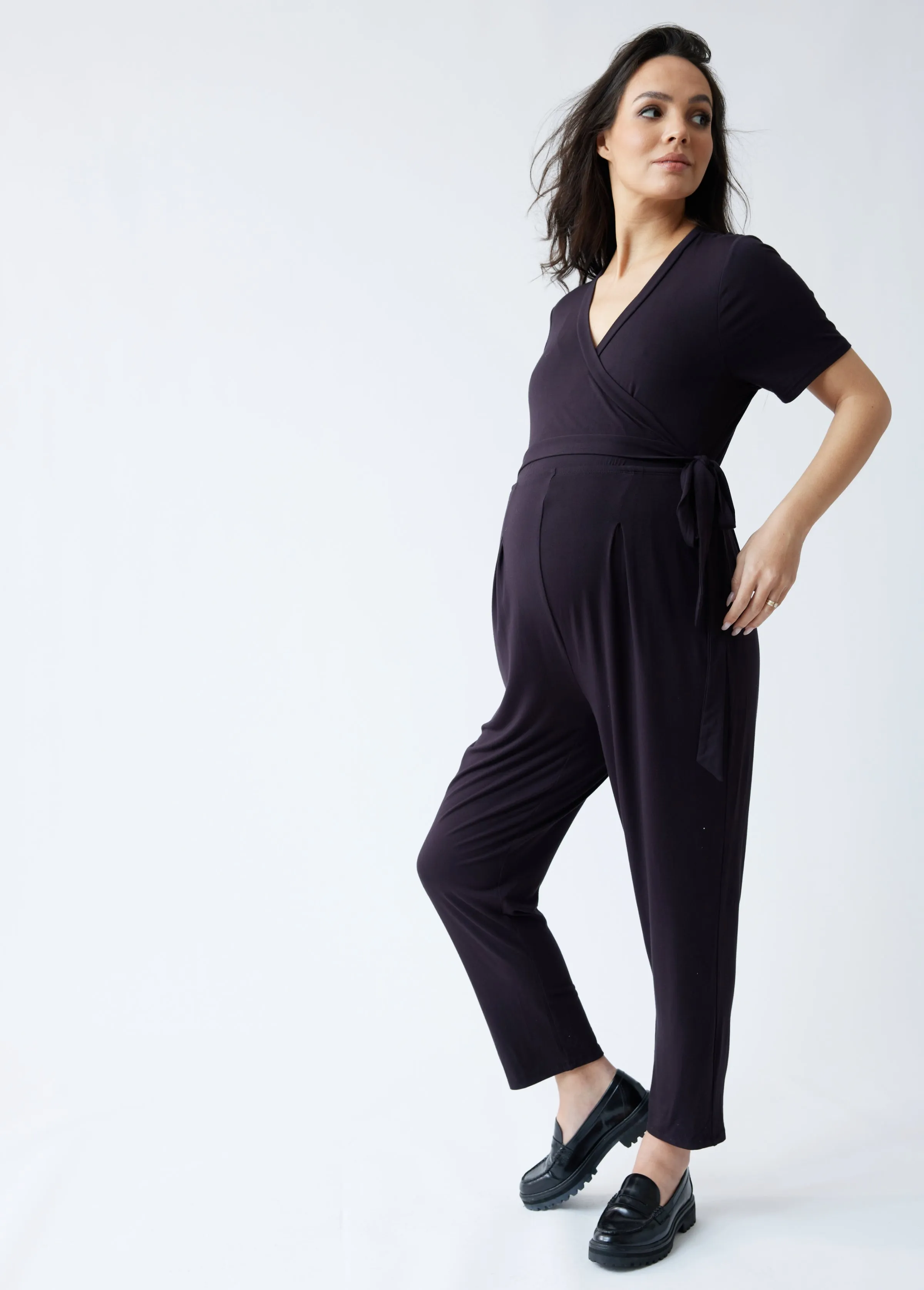 The EveryWear Short Sleeve Maternity   Nursing Jumpsuit