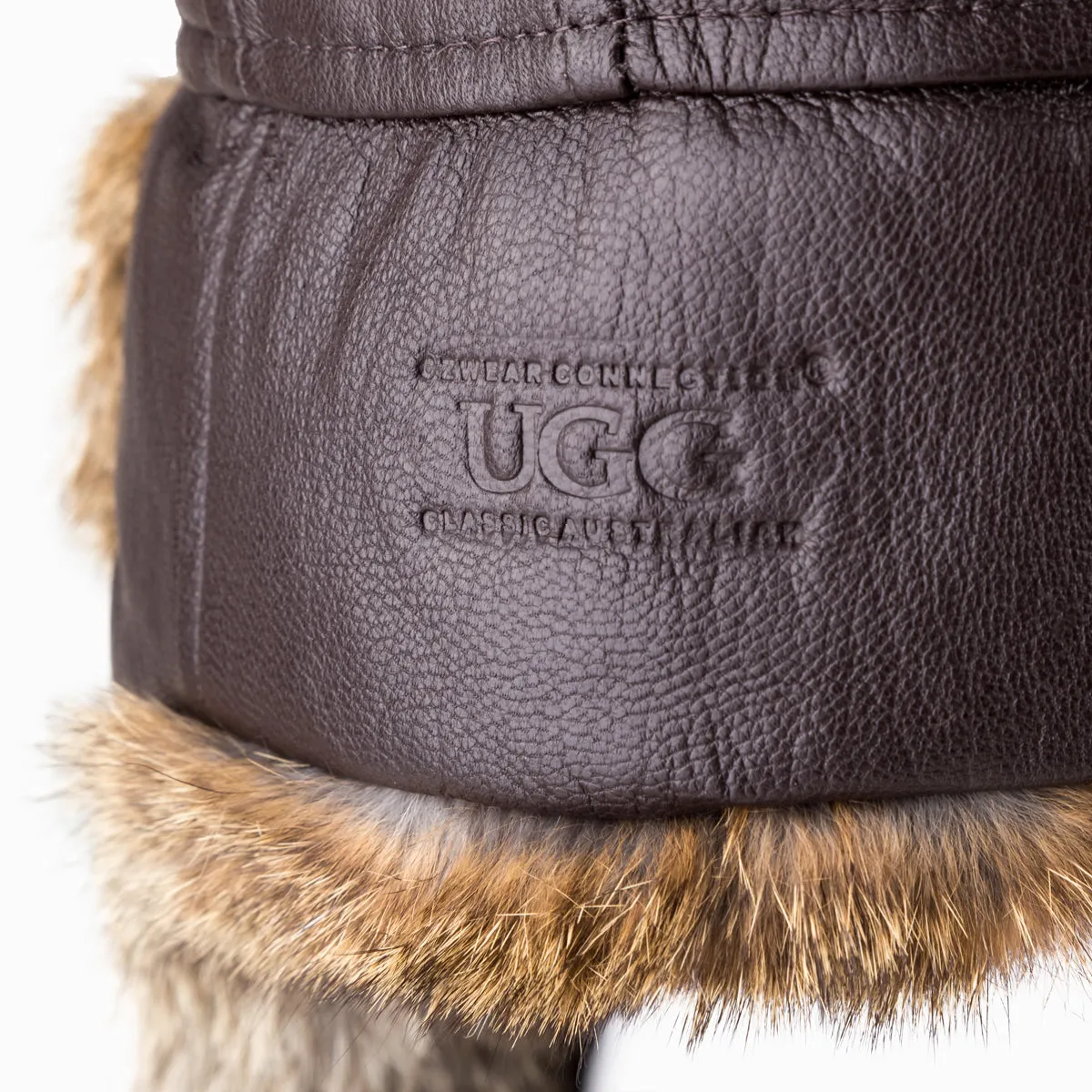 Ugg Vintage Rodeo Leather Rabbit Fur Aviator Hat