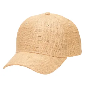 Women's Woven Raffia Ball Cap With Leather Adjustable Back (CTH4087)